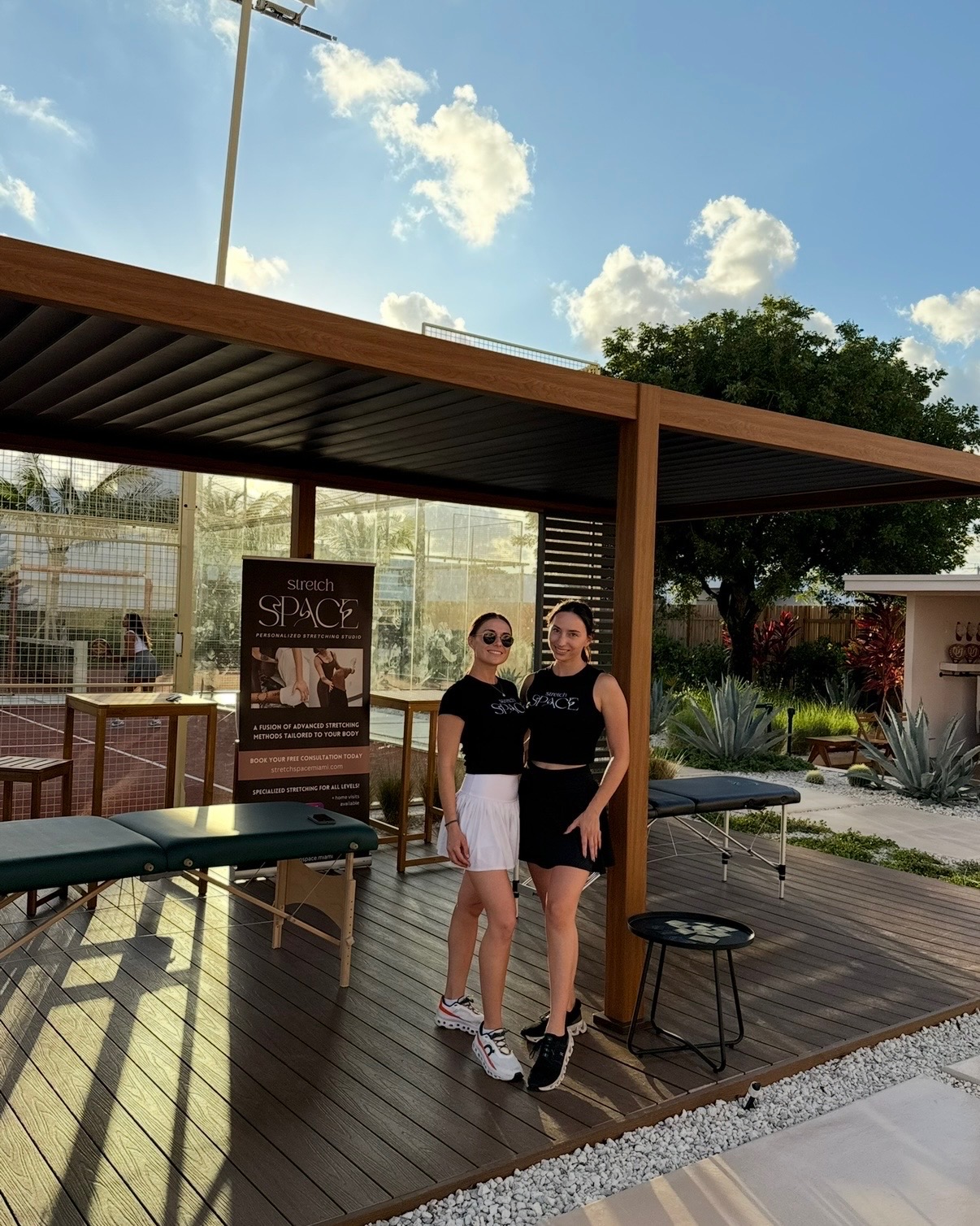 Stretch Space Miami stretching at Ultra Padel Club wellness event
